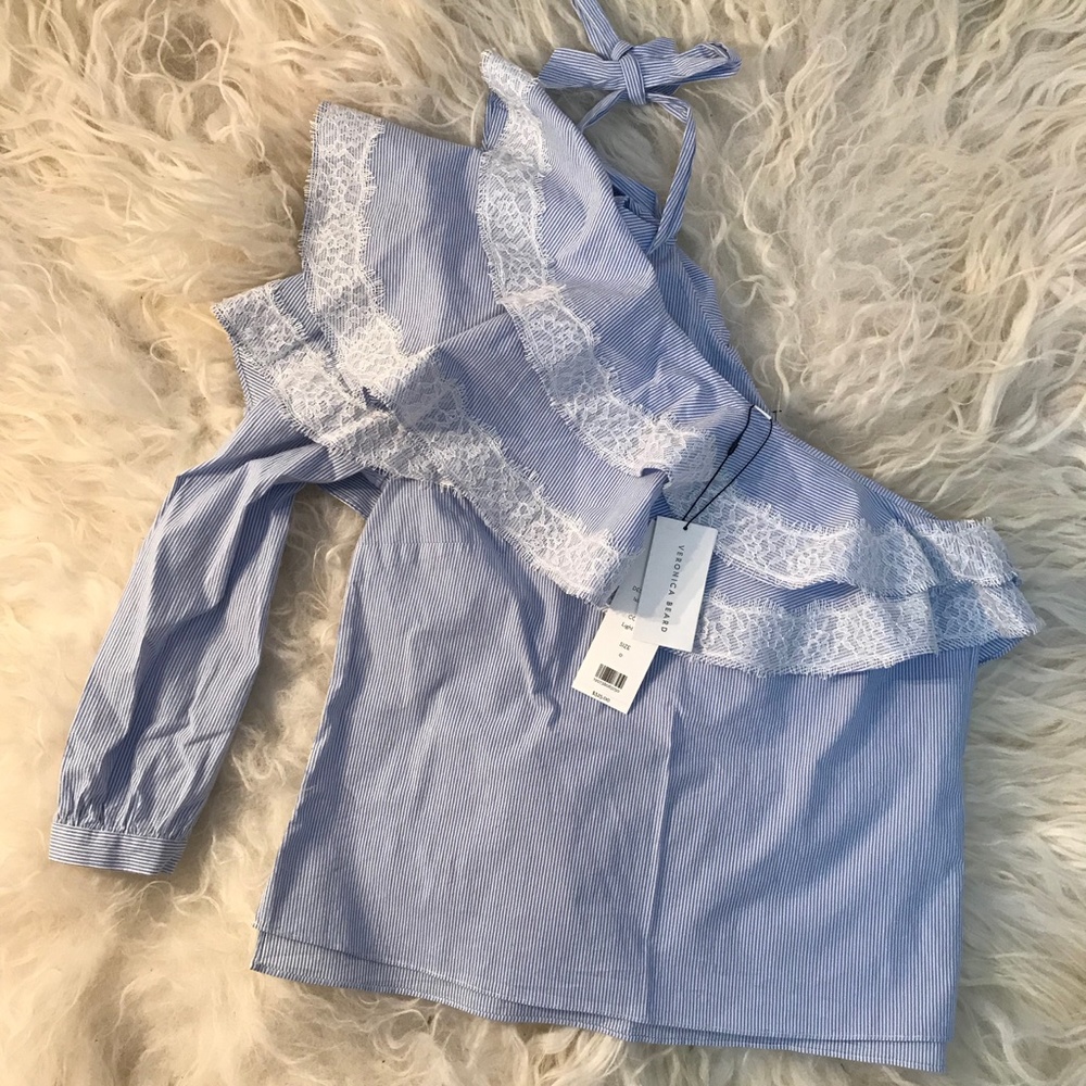 VERONICA BEARD Isla Ruffle One-Shoulder Blouse - Picture 3 of 8